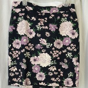Floral print fully lined cotton skirt